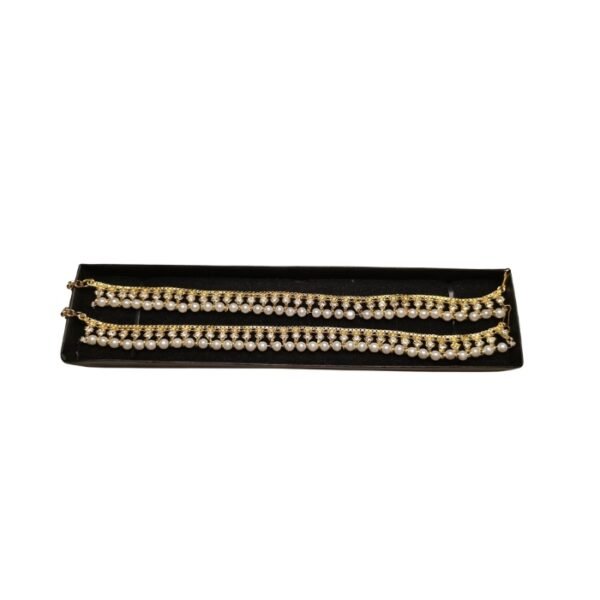 White Beads Golden Anklet